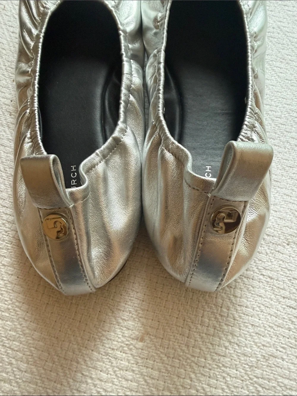 Tory Burch Metallic Silver  Ballet Flats